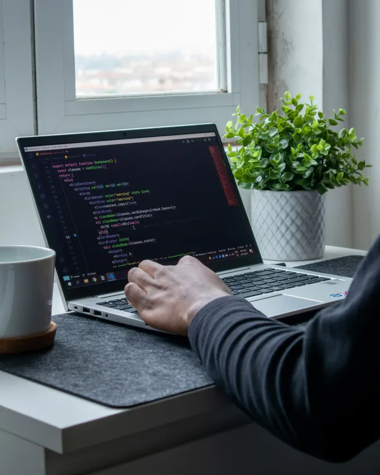 Person, die einem Computer-Monitor gegenübersteht